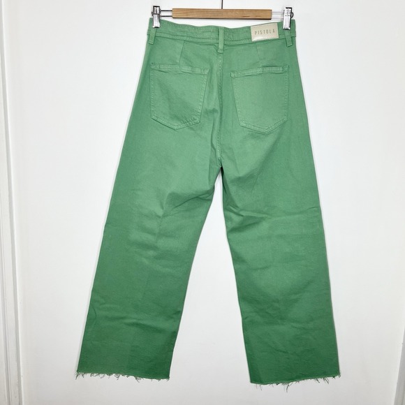 Pistola Penny High Rise Wide Leg Crop Jeans Avocado Green Womens Size 28 Frayed - Picture 4 of 6